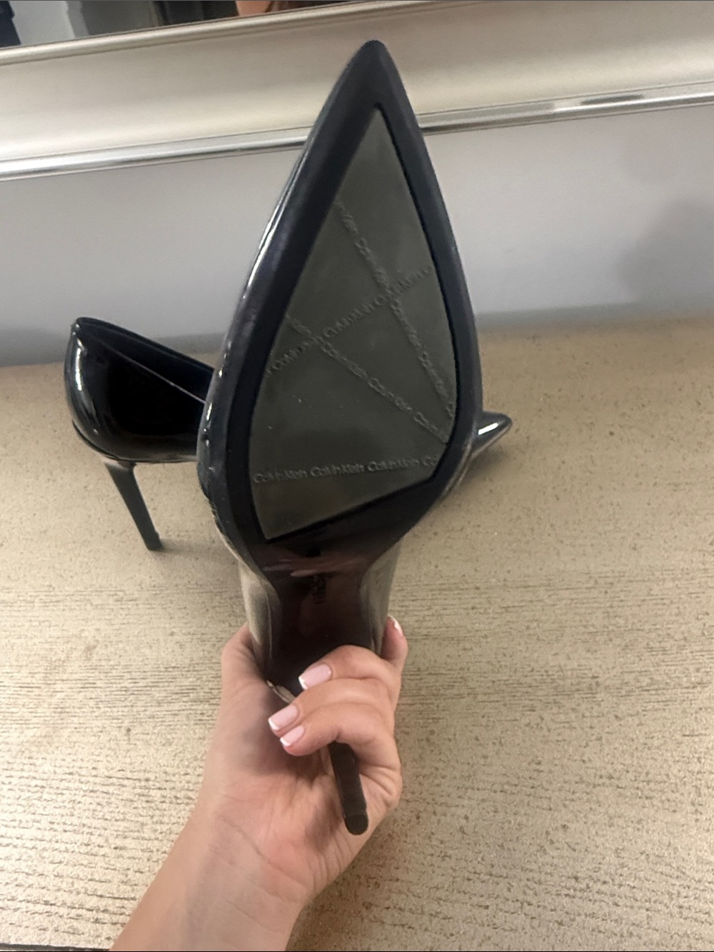 Calvin Klein Black Patent Pointed Pumps - Picture 5 of 6
